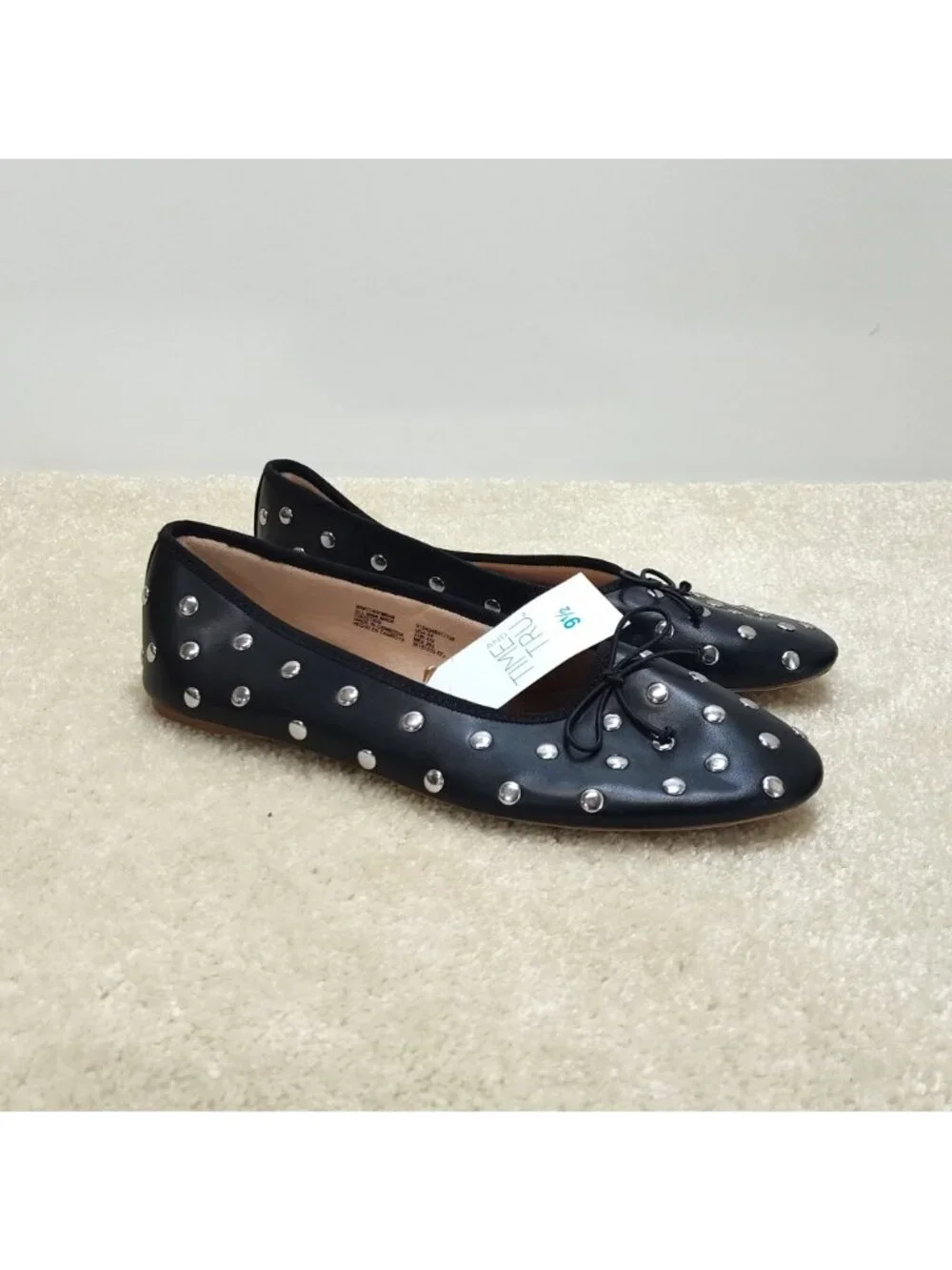 Time And Tru Studded Ballet Mary Jane Flats Loafers Slides Mules Slip-on US 9.5